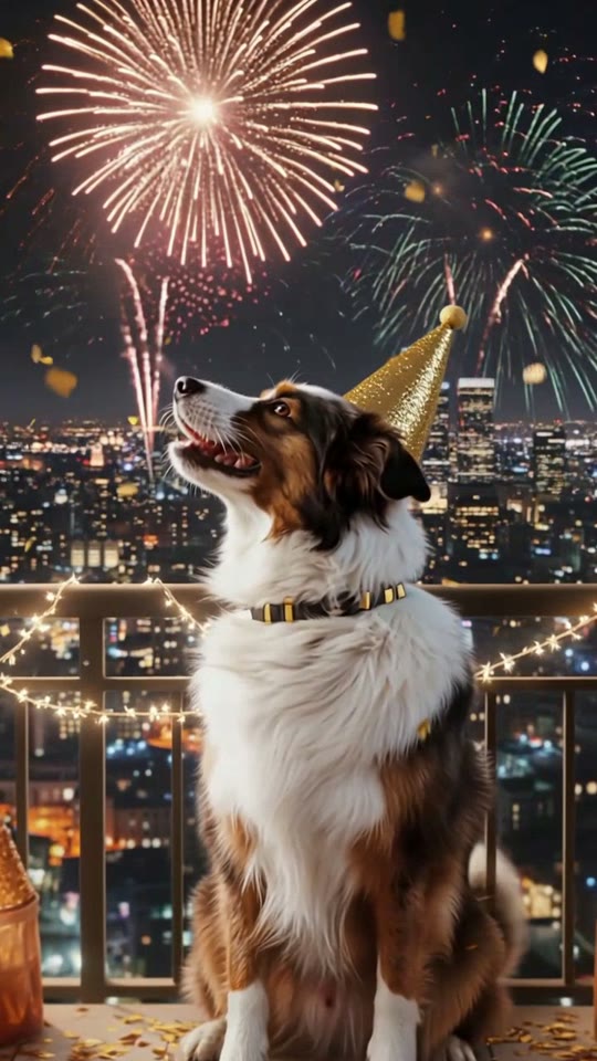 New Year Countdown AI pet video example