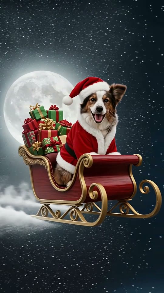 Santa Sleigh Ride AI pet video example